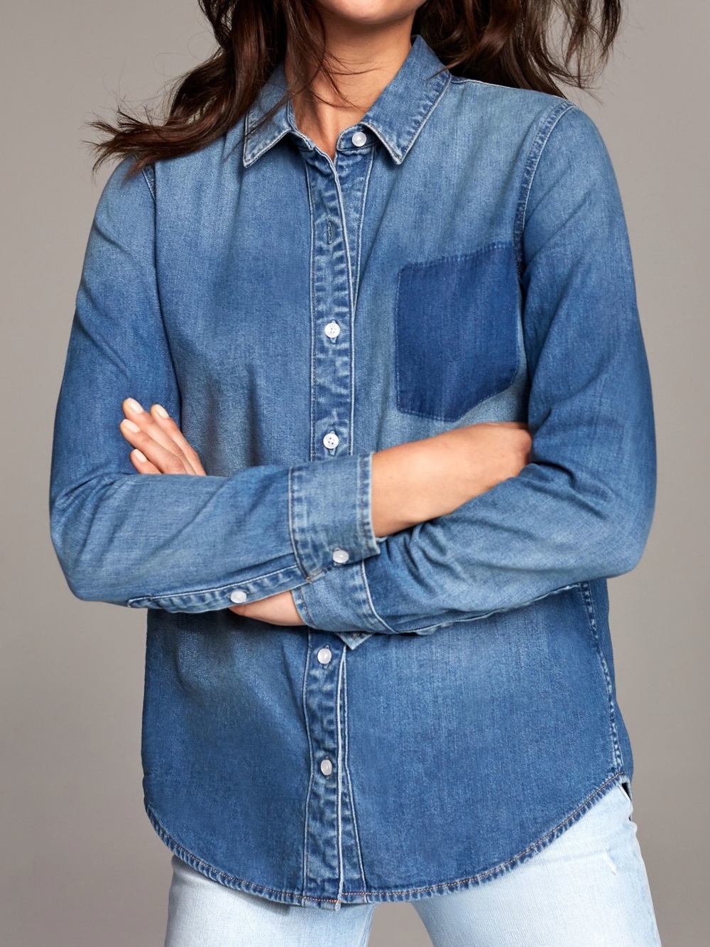 Aritzia Denim Forum Ex Boyfriend Denim Shirt